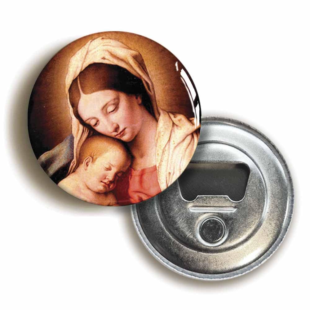 Madonna Virgin Mary Bottle Opener Fridge Magnet (Circular 2.3inch / 59mm Diameter)