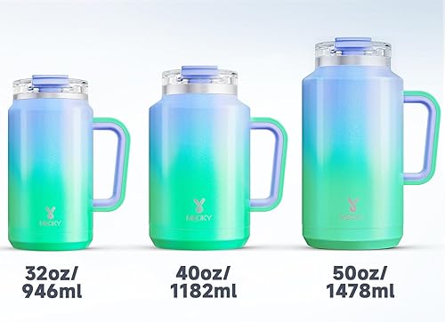 Miniatura 9 de Meoky Vaso de 32 onzas con asa, de acero inoxidable, aislado al vacío, mantiene el frío durante 30 horas, 100% a prueba de fugas, sin BPA (Fairyland)