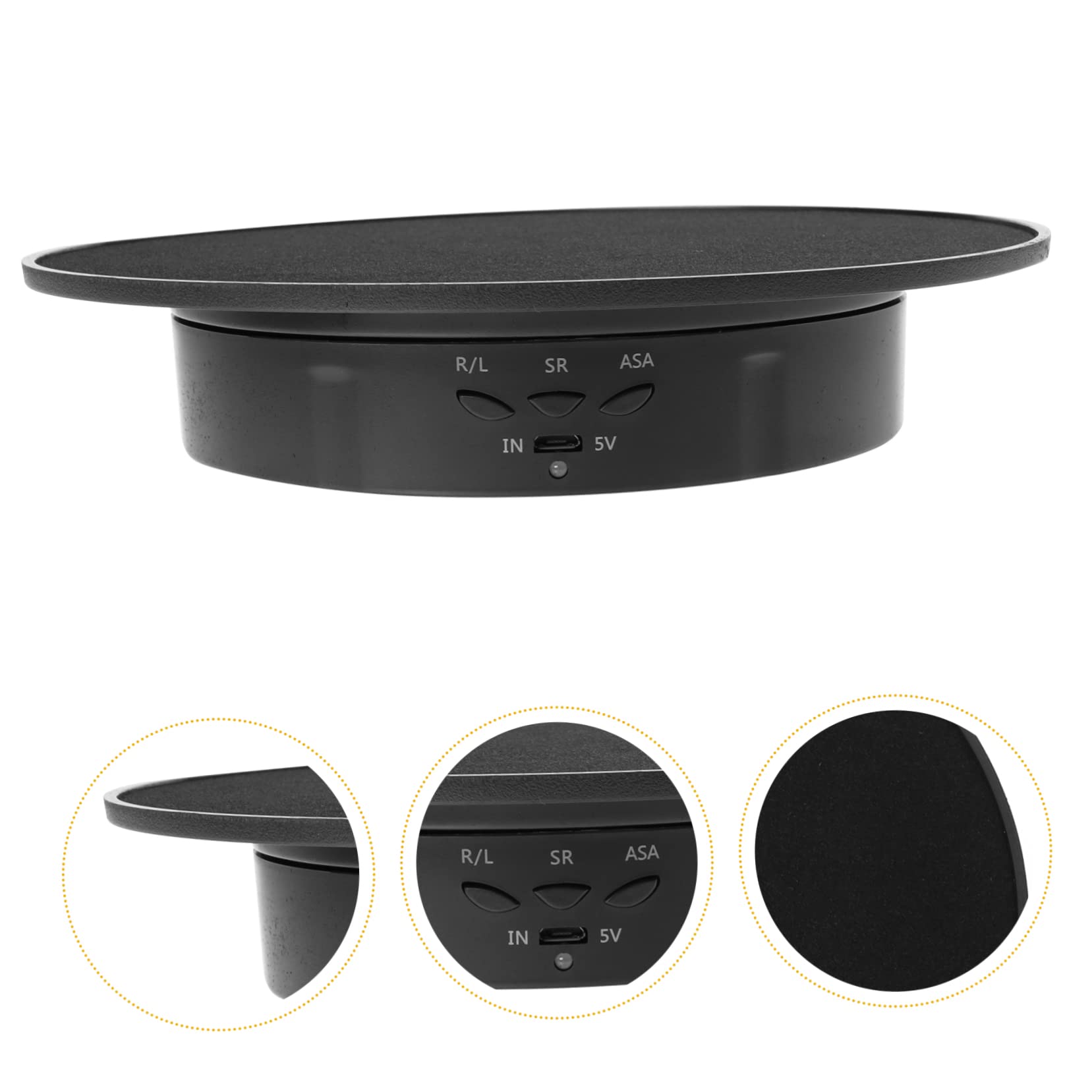 Ipetboom Piattaforma Angoli per Elettrica Esposizione e Regolazione Girevole Abs Carico Massimo 8kg in Nero , Supporto Rotante per Cosmetici e Telefoni Cellulari