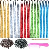 43 Inch 3000 Strands Hair Tinsel Kit with Tools 5 Colors 3Packs/Colors Tinsel Hair Extensions Sparkling Shiny Glitter Hair for Christmas Cosplay Party (43 inch, (gold+silver+red+green+lake blue)*3)