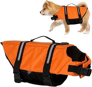 Dog Life Jacket, Safety Vest for Dogs with Reflective Strips, Buoyancy Vest for Activities such as Pool, Lake, Boating, Kayaking, Summer Camping, Water Safety and Outdoor Activities product image