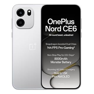 OnePlus Nord CE6 | 8GB+128GB | Lunar Pearl | Snapdragon 7s Gen 4 | Segment's Fastest Touch Response | 8000mAh Battery | 144Hz 1.5K AMOLED Display | 50MP Main + 32MP Selfie 4K Cameras | IP66,68,69,69K