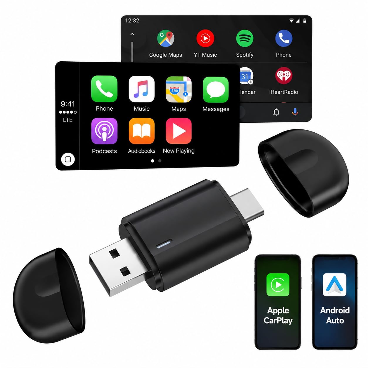 2-in-1 Wireless CarPlay and Android Auto Adapter, Plug and Play Dongle, Fast Auto-Connect, No Delay, for iPhone and Android, USB/USB-C Port, Black (Carplay-2105)-image-30