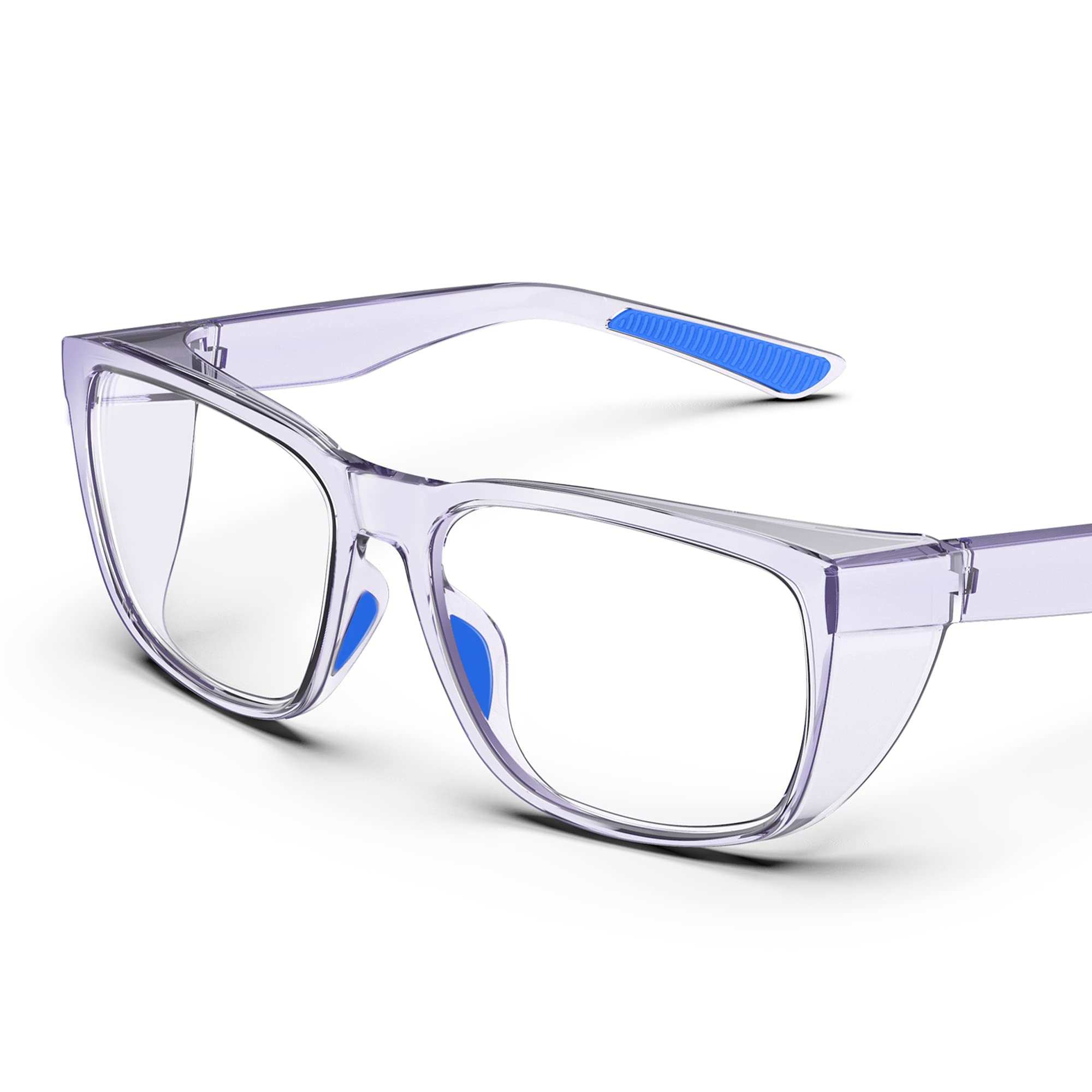 TOREGE Gafas protectoras transparentes con protectores laterales, antivaho y antiarañazos con agarres antideslizantes y protección UV completa - Gafas protectoras ideales para mujeres y hombres