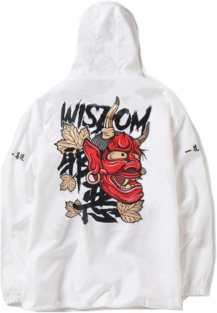 perdontoo Mens Casual Lightweight Drawstring Hooded Windbreaker Jacket (Small, White-3)