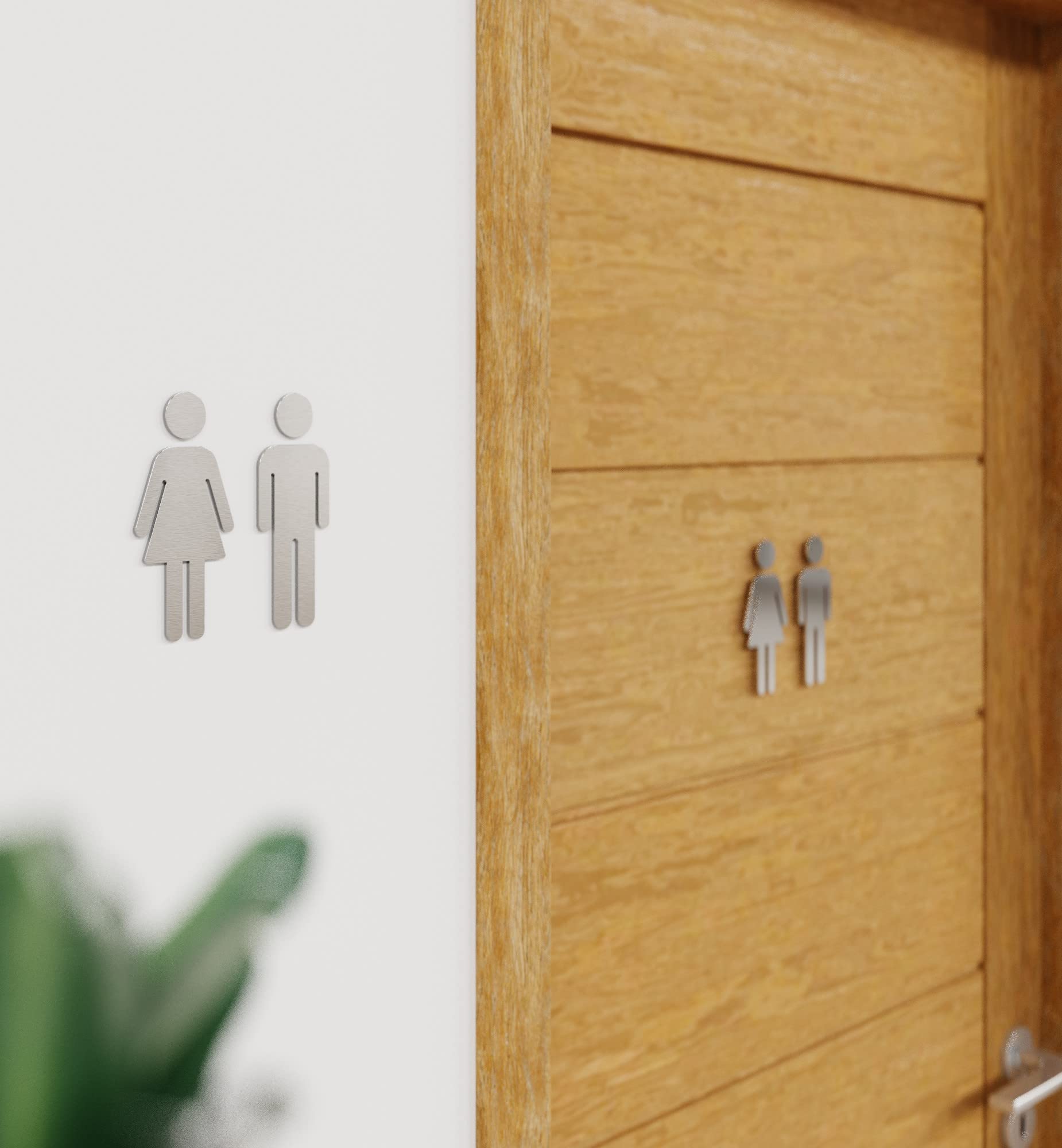 Insegni WC - acciaio inox - pittogrammi pittogramma autoadesivo e facile pulizia - Segni di design per toilette - ST.06.E