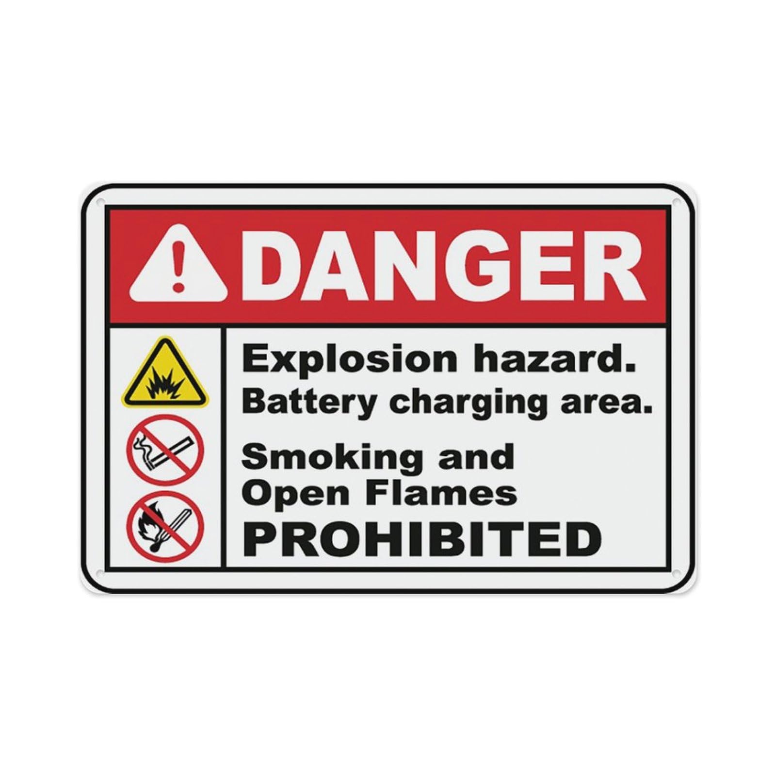 peiyeety Explosion Hazard Charging Area Sign Aluminum Tin Warning Signs For Home Outdoor Garden 12X16 Inches