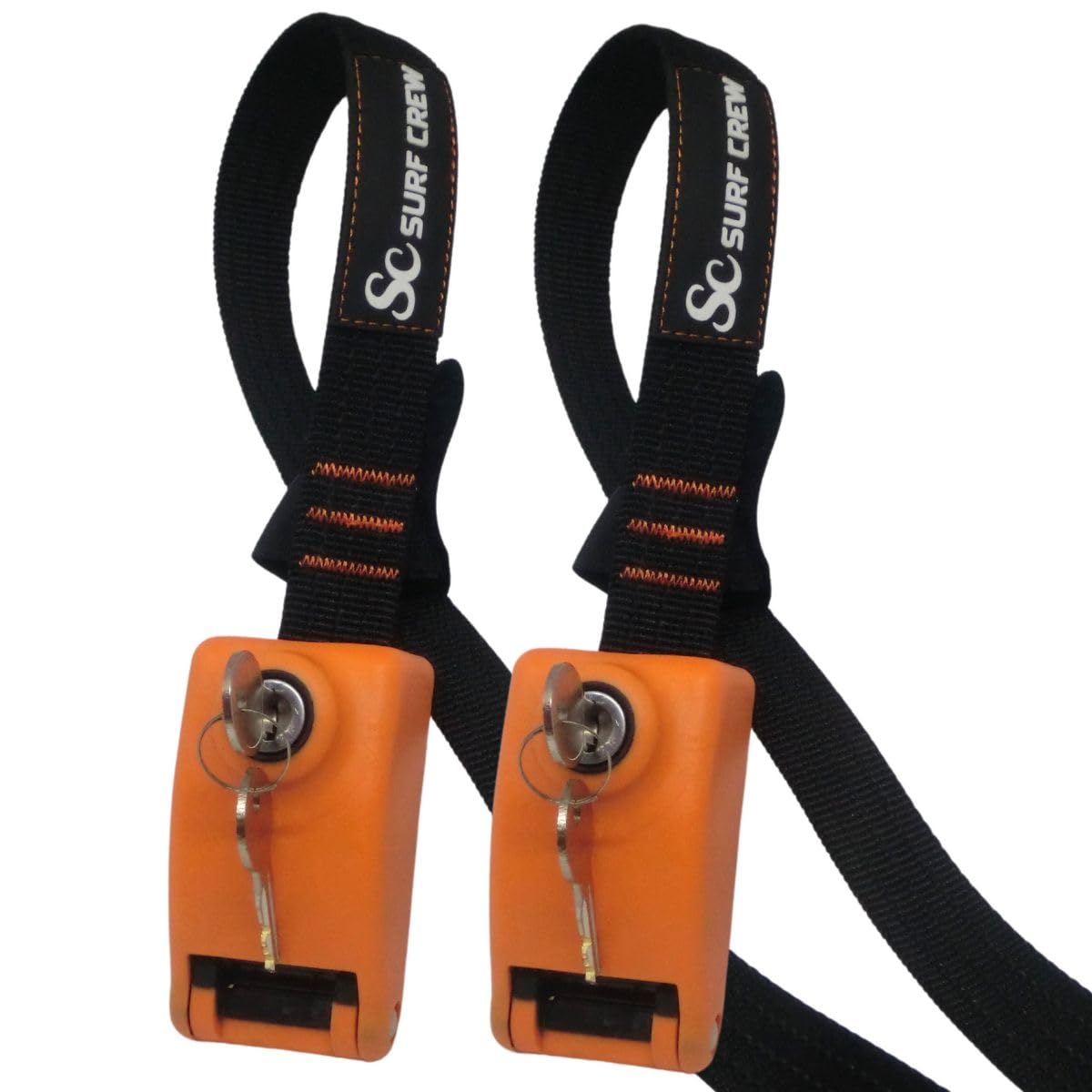 SURF CREW 2 Pack (1 Pair) Lockable Tie Down Straps, with Two Keys Each Lock, Anti -Theft, Reinforced Stainless Steel