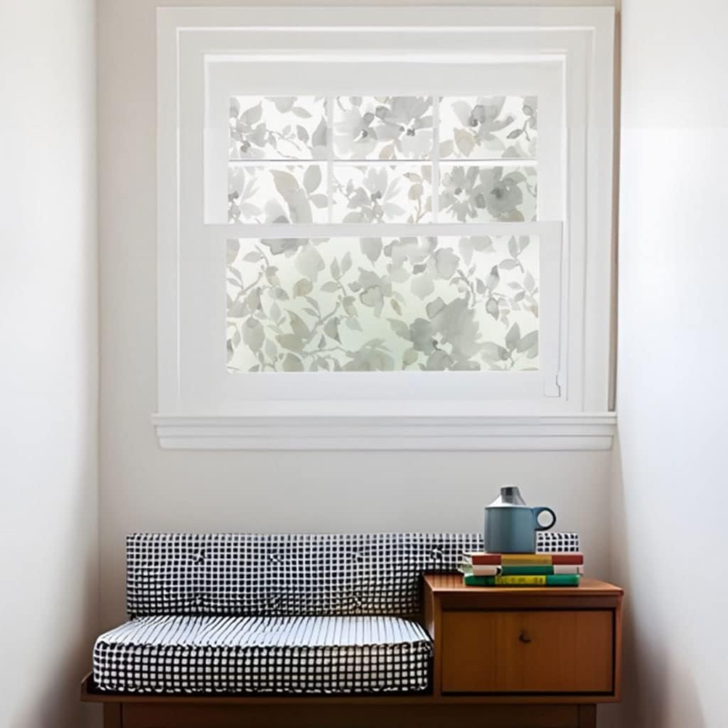 Window Privacy Film Window Film Window Film Flower Pattern Decorative Glass Sticker Window Sliding Door Film Privacy Static Frosted Anti-Peeping Film Blackout Window Film Window Films