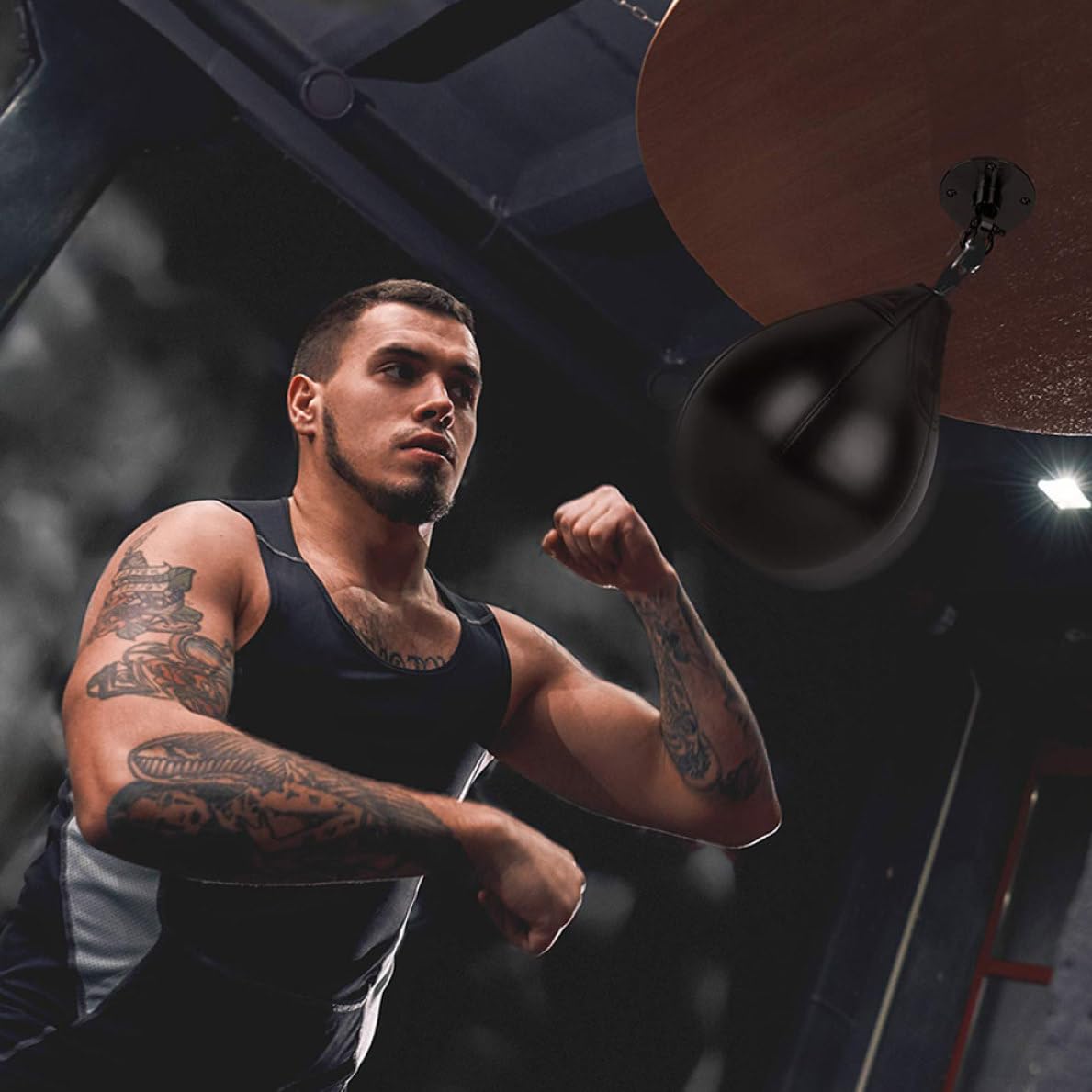 Speed-Bag-Schwebungen Boxbeutel Metallhalterung Multidirektion Speedbag Drehausrüstung zum Training von Boxen Silber, Schwenkdeckel Haken