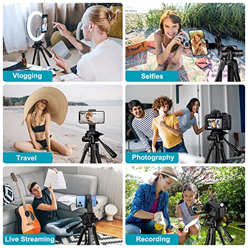 Image of JOILCAN Phone Tripod, 68 inch Tripod for Phone Stand Video Recording Photos, Travel Floor Tripods Compatible with iPhone Canon Nikon DSLR, Cell Phone Tripods with Remote /Travel Bag