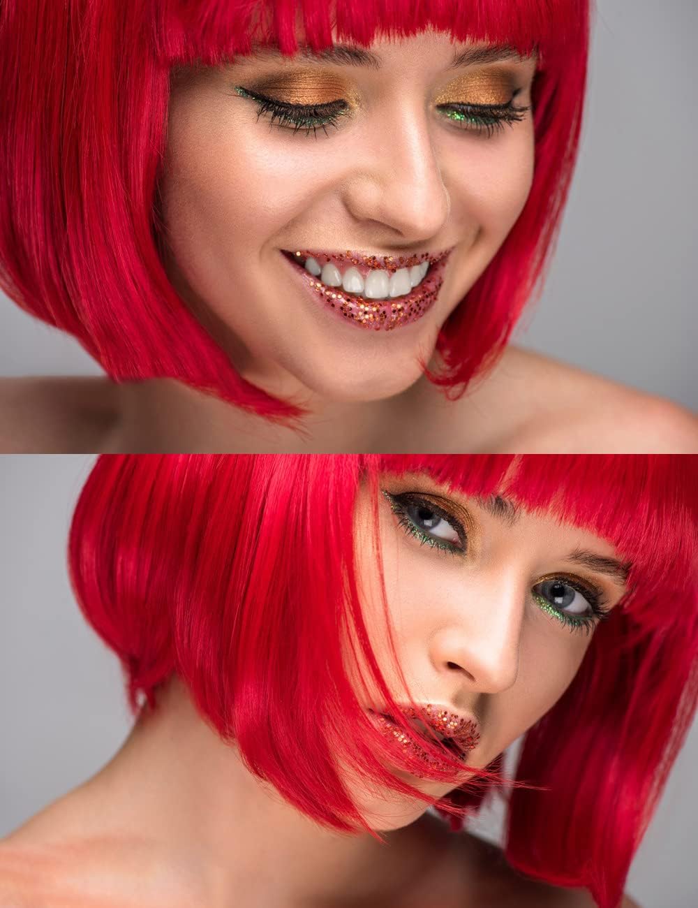 Creamily Short Bob Red Wig with Bangs, Colorful Wig for Halloween Daily Cosplay & Party Use - Image 3
