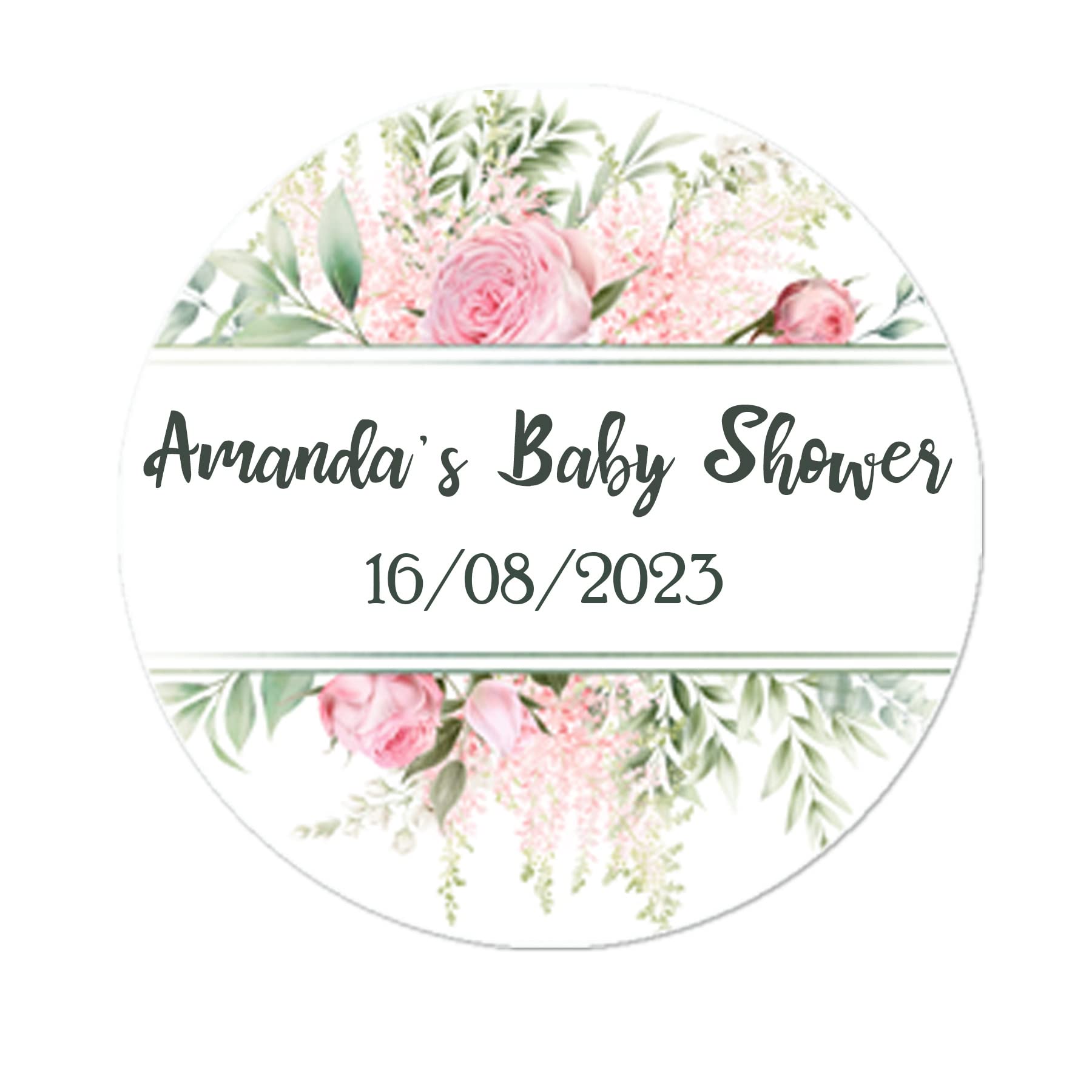 35 Personalised Floral Baby Shower Stickers - Thank You Sweet Cone Bags Favour Luxury (Pink)