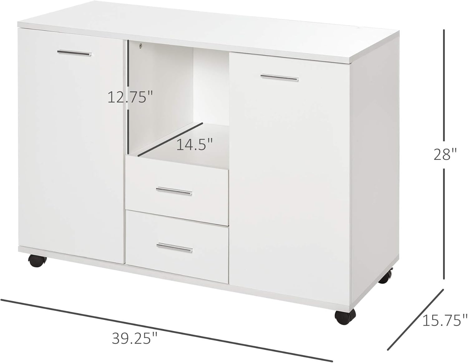 Vinsetto Multifunction Office Filing Cabinet Printer Stand with 2 Drawers, 2 Shelves, & Smooth Counter Surface, White : Office Products