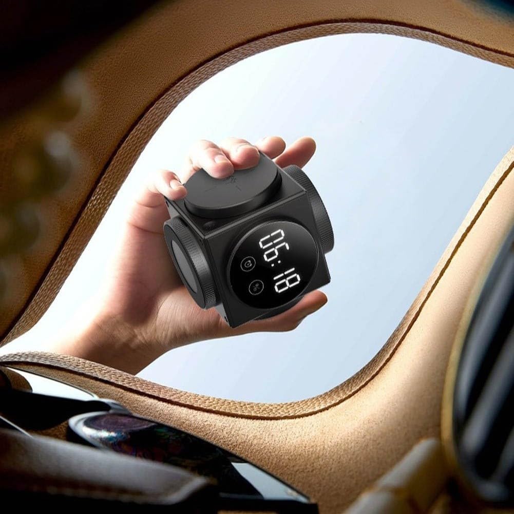 Cargador inalámbrico 3 en 1 para, estación de carga magnética de 15 W con soporte de luz de reloj para auriculares de reloj de teléfono uso simultáneo (gris oscuro)