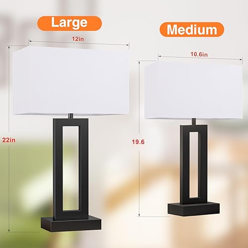 Miniatura 2 de Lámparas modernas de 22 pulgadas de alto para sala de estar, lámparas táctiles para mesa de luz con USB C + A, regulables con 3 niveles, para mesas