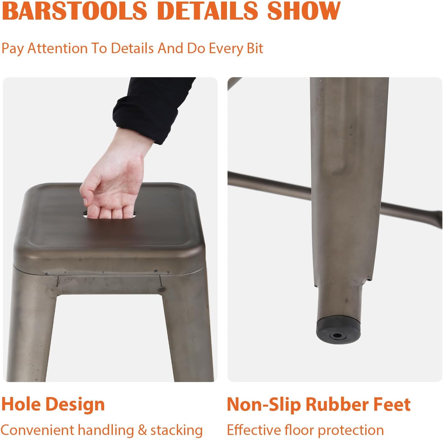 24 inch Metal Bar Stools for Kitchen Island, Set of 4, Bronze