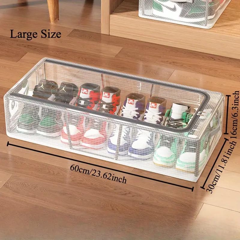 Suicune Shoe Storage Box Clear Plastic Stackable Shoe Organizer Containers with Lids for Women/Men Shoe Box with Magnetic Door Foldable shoe Display Case 3