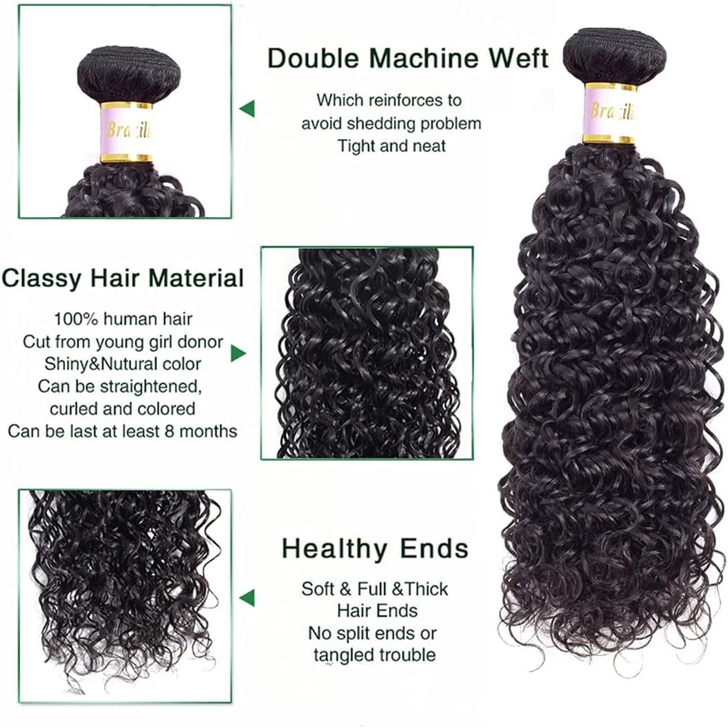 TOOCCI 10A Kinky Curly Hair 1 Bundle Brazilian Virgin Human Hair Bundles 100% Unprocessed Virgin Hair Single Bundles Water Wave Weave(20 inch) - Image 2
