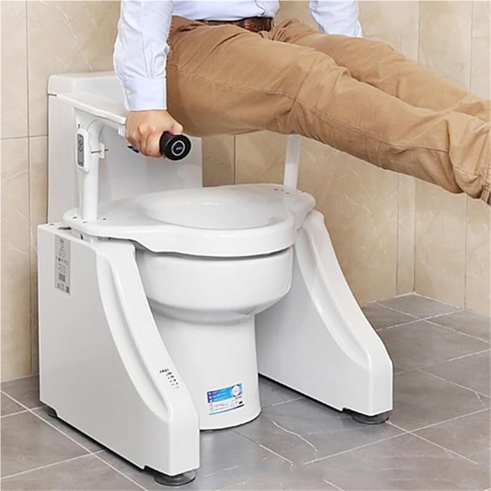 Elektryczny podnośnik sedesowy z podłokietnikami, automatyczny podnośnik, regulowana wysokość 29-57 cm, kąt podnoszenia 0-34°, bezpieczna i stabilna konstrukcja