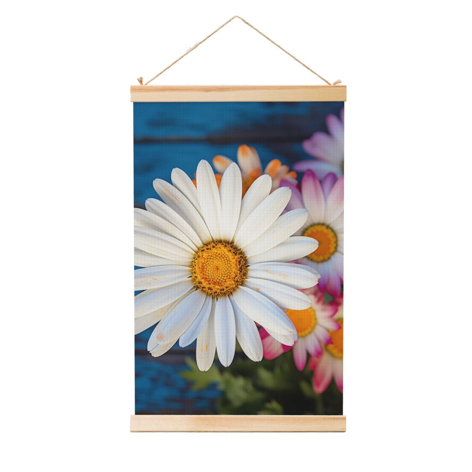 Barberton daisy Poster Wooden Shaft Hanging Poster Wall Hanging Banner Canvas Artwork with Wood Frames 36"x24" Modern Artwork Decor Ready to Hang Wall Art for Home Decor Scroll Painting