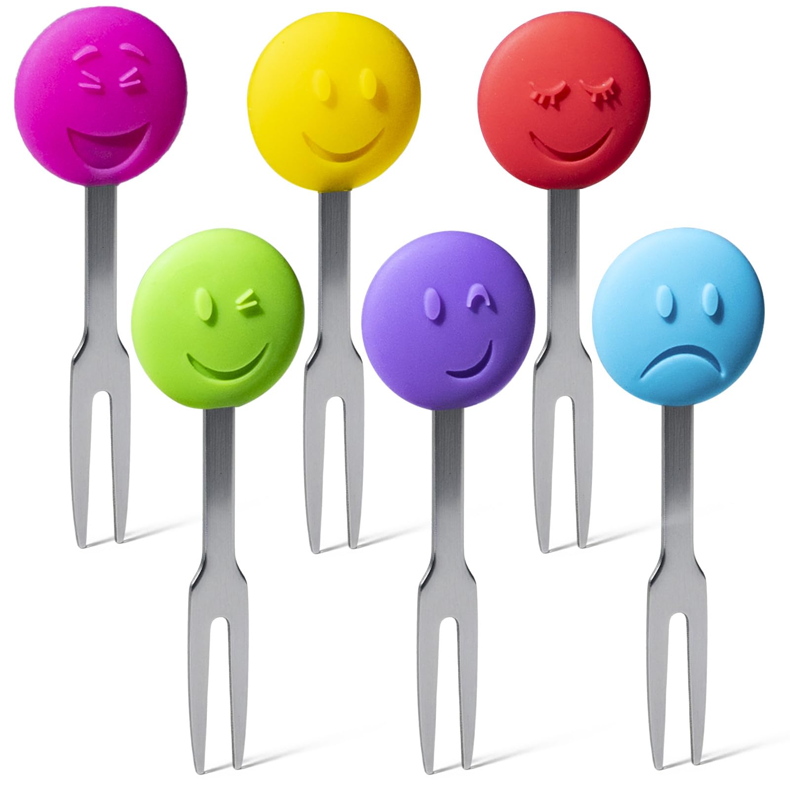 Cocktail Forks, 6-Piece Appetizer Forks, Fruit Shapes, Stainless Steel and Silicone Small Forks for Fruits, Cheese, Appetizers — Amazon image 15