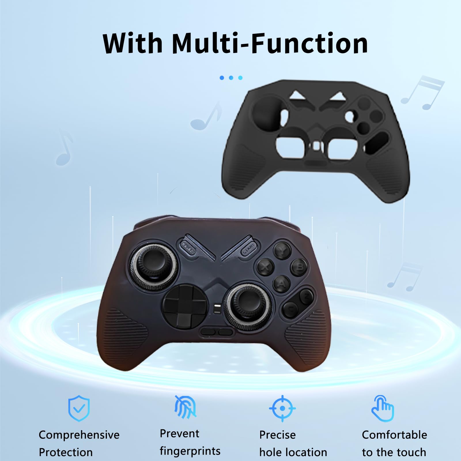 NOUKAJU Case for FLYDIGI Vader 4 Pro, Silicone Protective Cover,Drop-Proof,Scratch-Proof,Shock-Proof,Dust-Proof,Protective Case for FLYDIGI Vader 4 Pro PC Controller(Black)