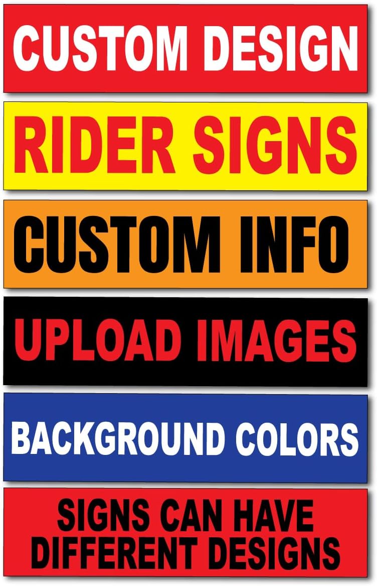 Six Pack Bundle of Real Estate Rider Signs 6x24 Inch, Double-Sided, Waterproof Corrugated Plastic (Custom)