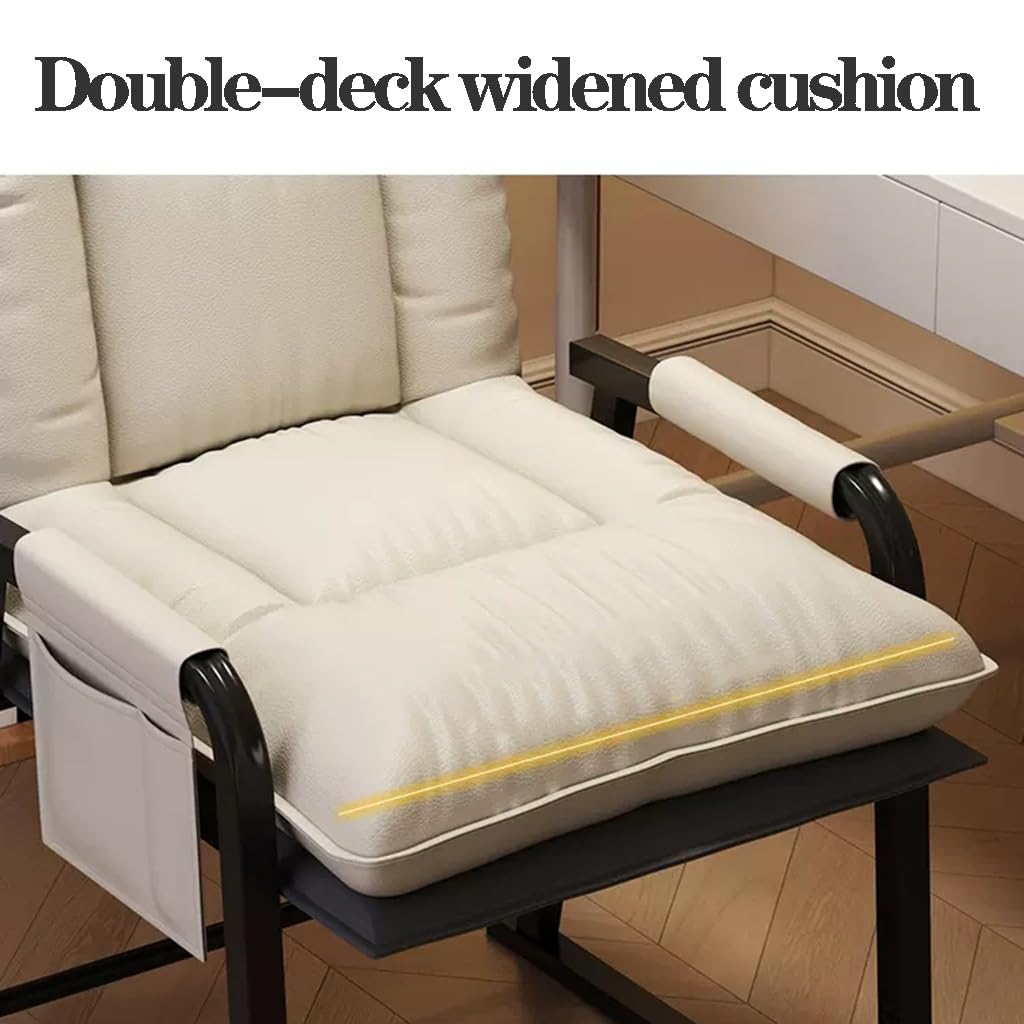 WIGSELBL Ergonomiczne krzesła biurkowe, mały fotel, leniwa pojedyncza sofa krzesło z podnóżkiem i poduszką, tapicerowane krzesło do czytania rekreacyjne z regulowanym oparciem i bocznymi kieszeniami
