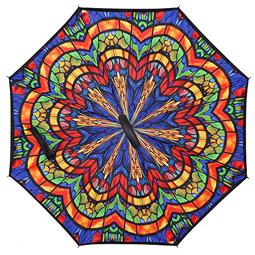 image for Owen Kyne Windproof Double Layer Folding Inverted Umbrella, Self Stand