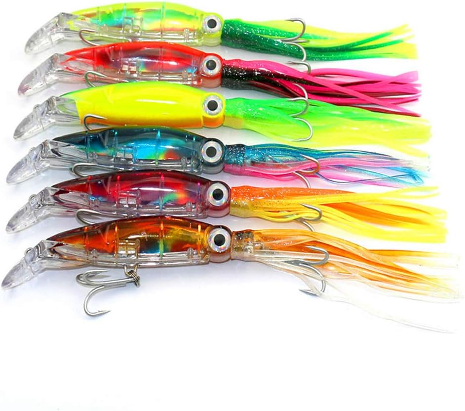6pcs/Lot 40g/14cm Fishing Hard Squid Skirts Octopus Lure Trolling Fishing Baits Lures Set Tackle Hooks
