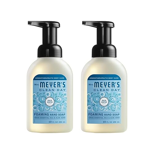 Mrs. MEYER'S Clean Day - Jabón de manos espumoso, aroma de agua de lluvia, 10 onzas líquidas (paquete de 2)