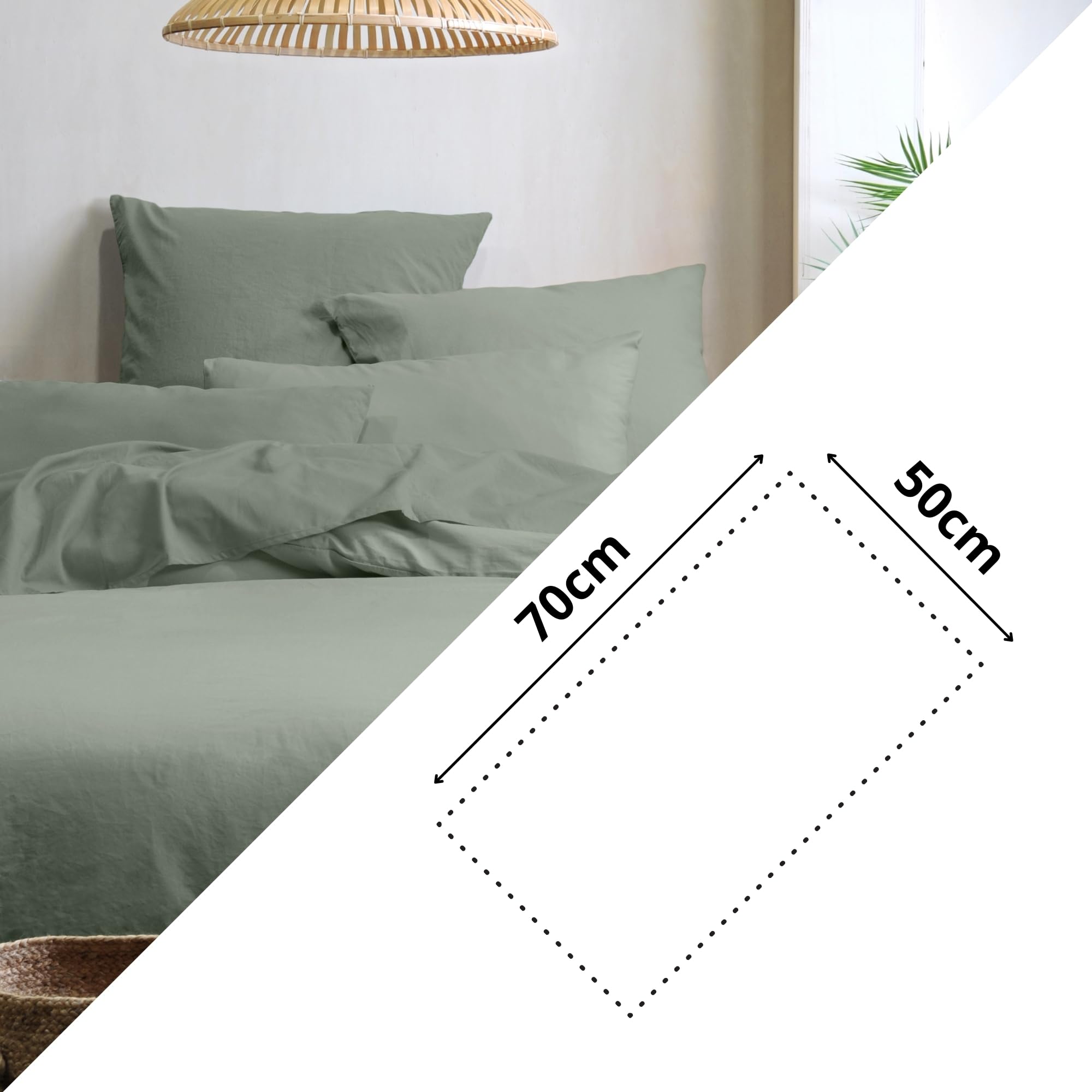 STOF, Pillowcase, Size 50 x 70 cm, 100% Organic Cotton, Quality, Oeko-Tex Certified, Colour Khaki, Horizon Model - Image 3