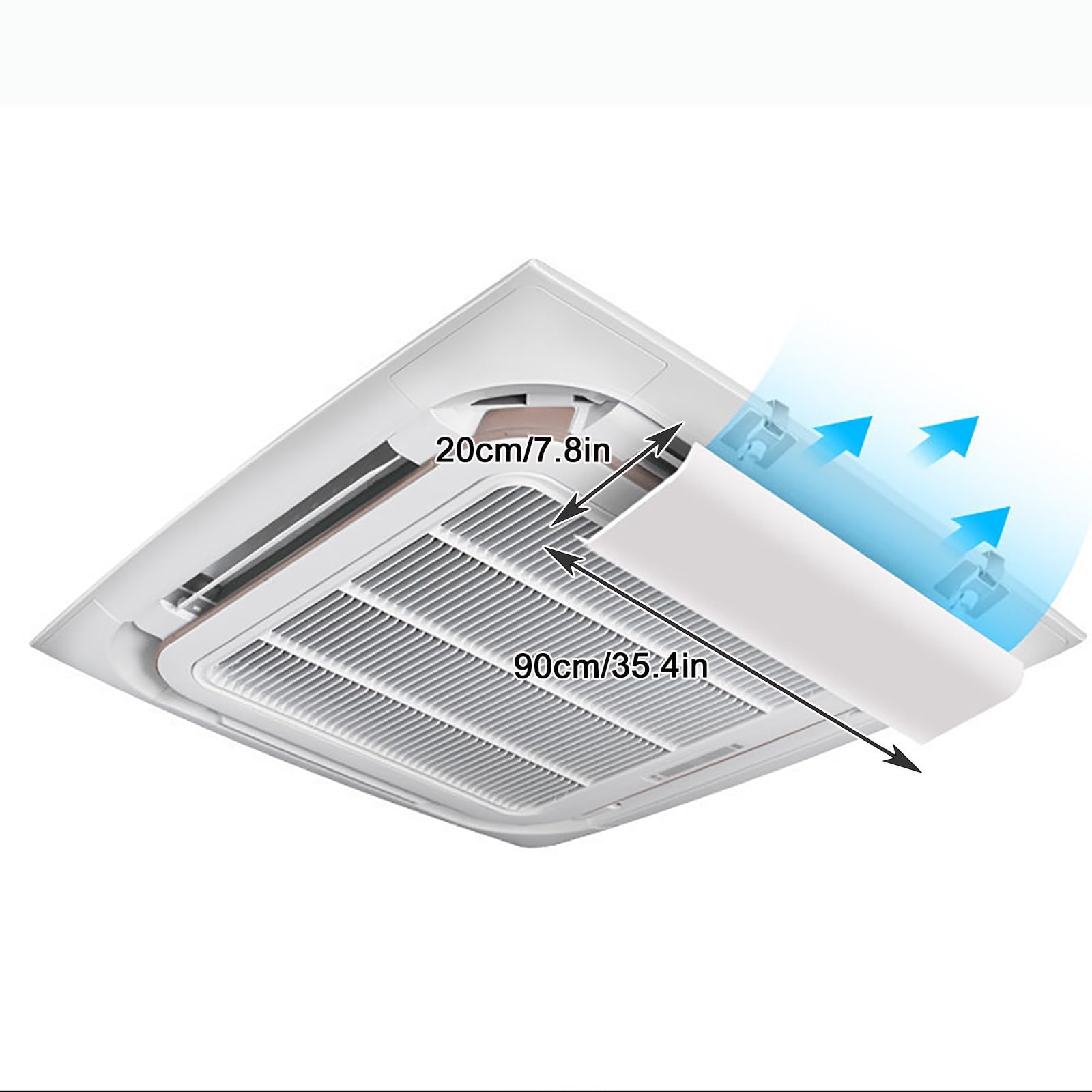 Set di 4 bocchette di ventilazione centrali regolabili universali in metallo, design anti-vento, 90 cm, perfette per sistemi di climatizzazione a casa e in ufficio