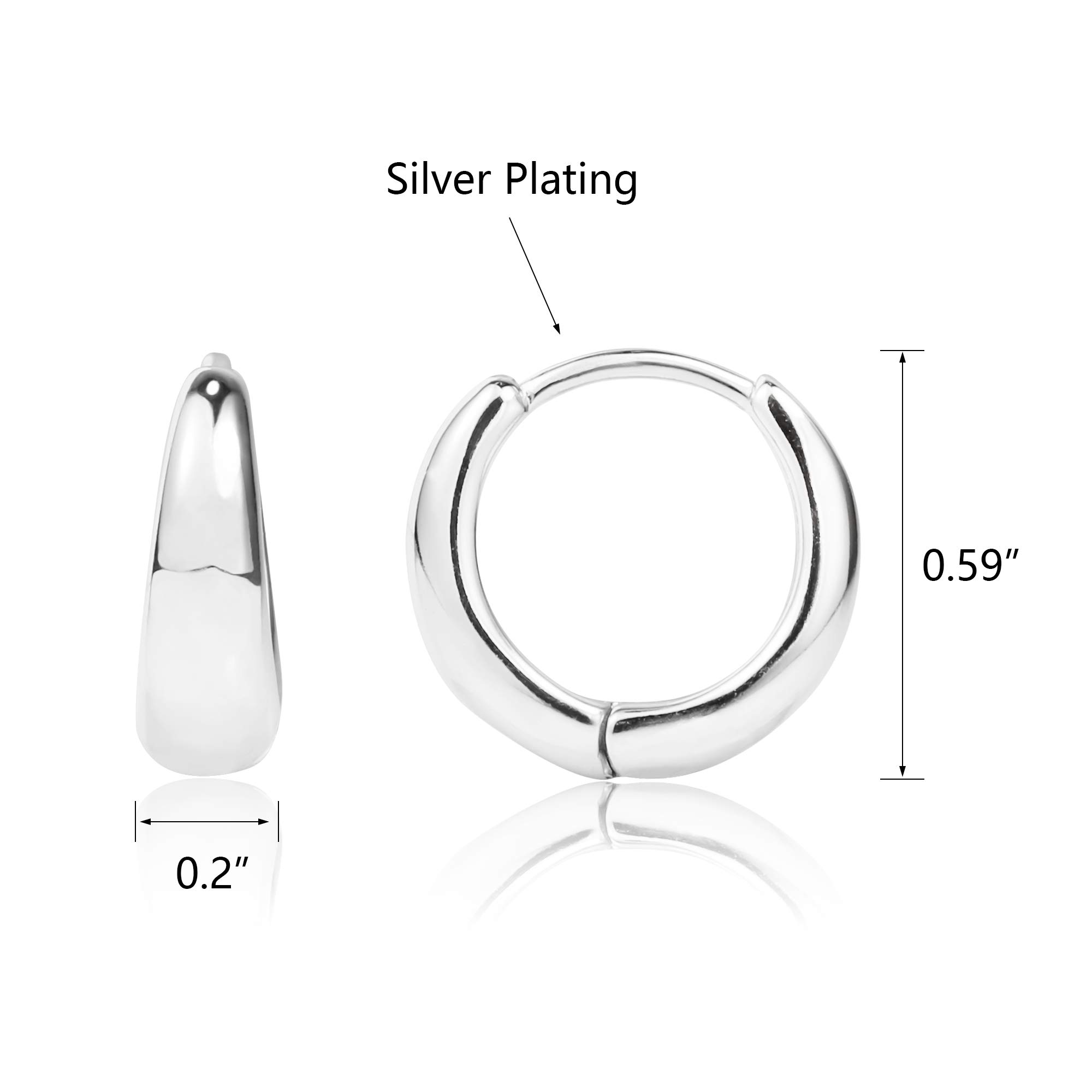 ALEXCRAFT Orecchini Donna Argento 925 a Cerchio Oro Placcato 14K/ Oro Bianco Cerchietti Piccoli con Confezione