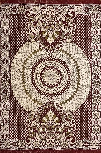 Image of Chenille /Cotton Carpet 5x7 Feet | Soft Velvet Rug for Living Room, Hall & Bedroom | Floor Carpet for Home | Designer Dari for Floor 150x210 cm | Non-Slip & Durable Kalin (Maroon)