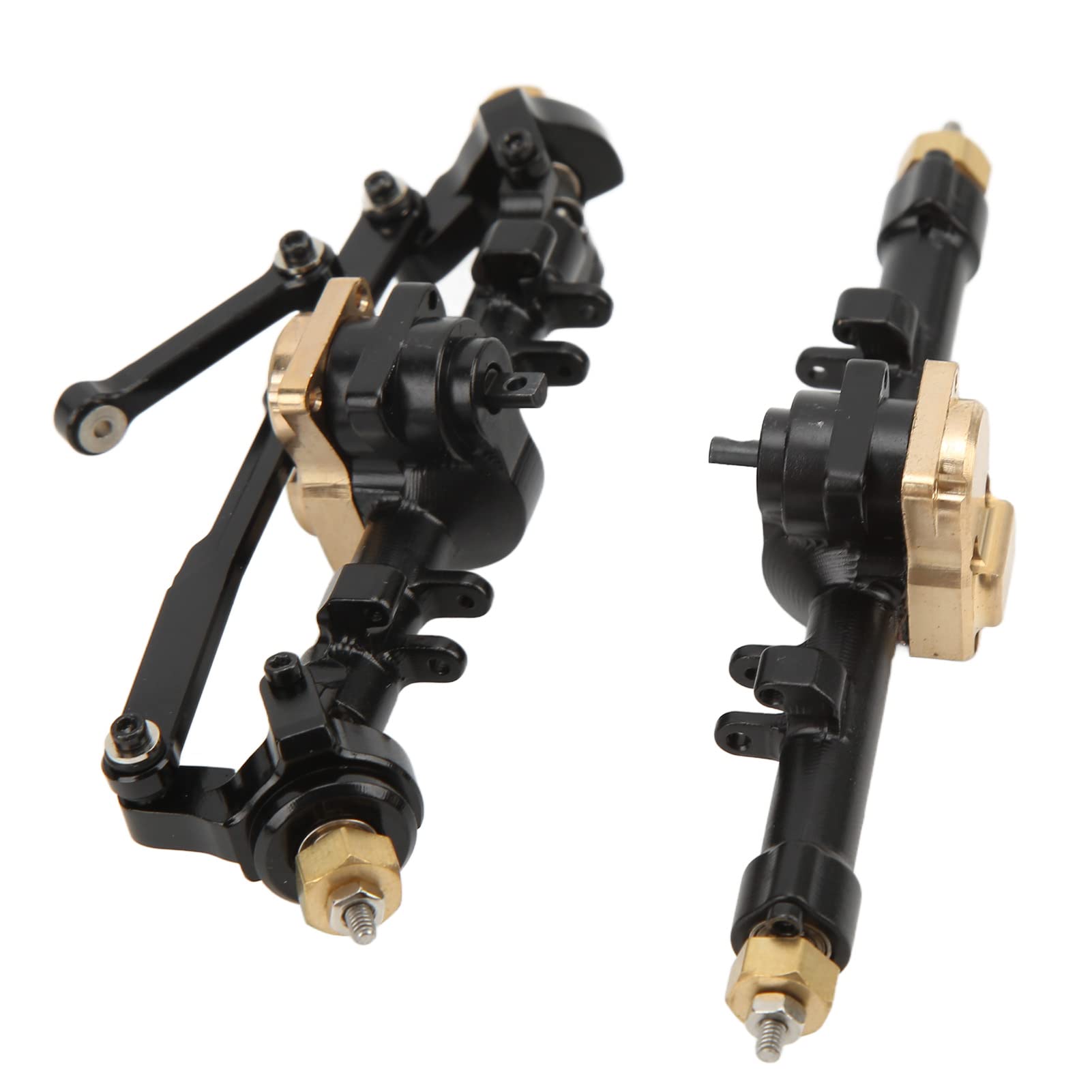 Metalowy zespół Osi Przedniej i Tylnej RC, Części Zamienne ze Stopu Aluminium z Mosiądzu do Samochodu Axial SCX24 1/24 RC, Przednia Tylna oś ze Stopu Aluminium, Akcesoria do Części (BLACK)