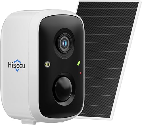 Hiseeu Cámaras de seguridad inalámbricas para exteriores, WiFi Pro 5G2.4G Cámaras para seguridad del hogar, energía solar, detección de movimiento,