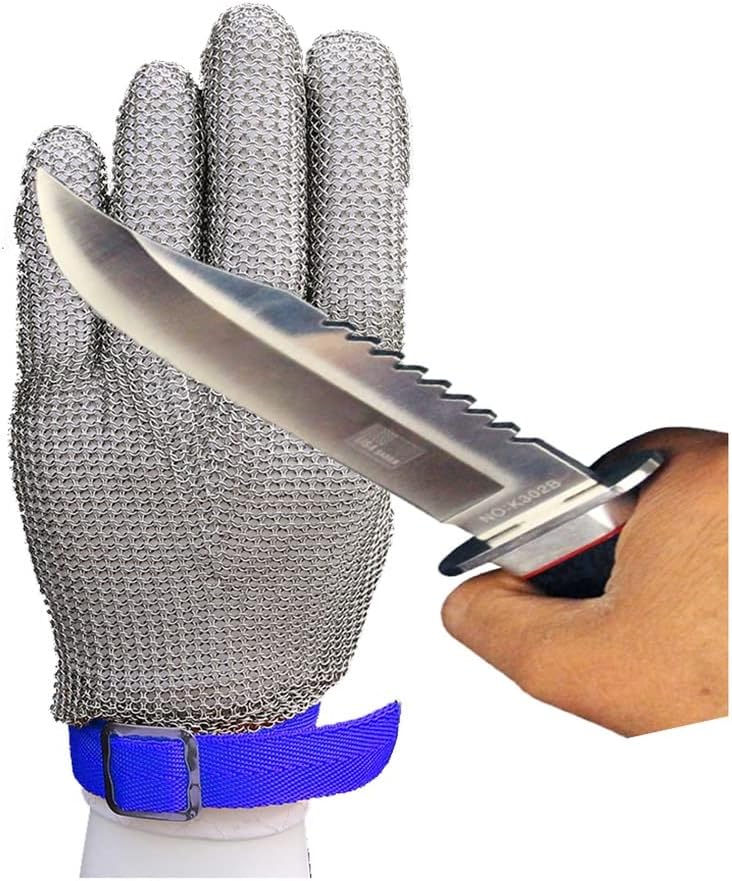 Metal Cut Resistant Chain Mail Gloves, Safety Gloves for Butchers Protective Gloves, Soft and Flexible (Size : A Pack of one/XL)