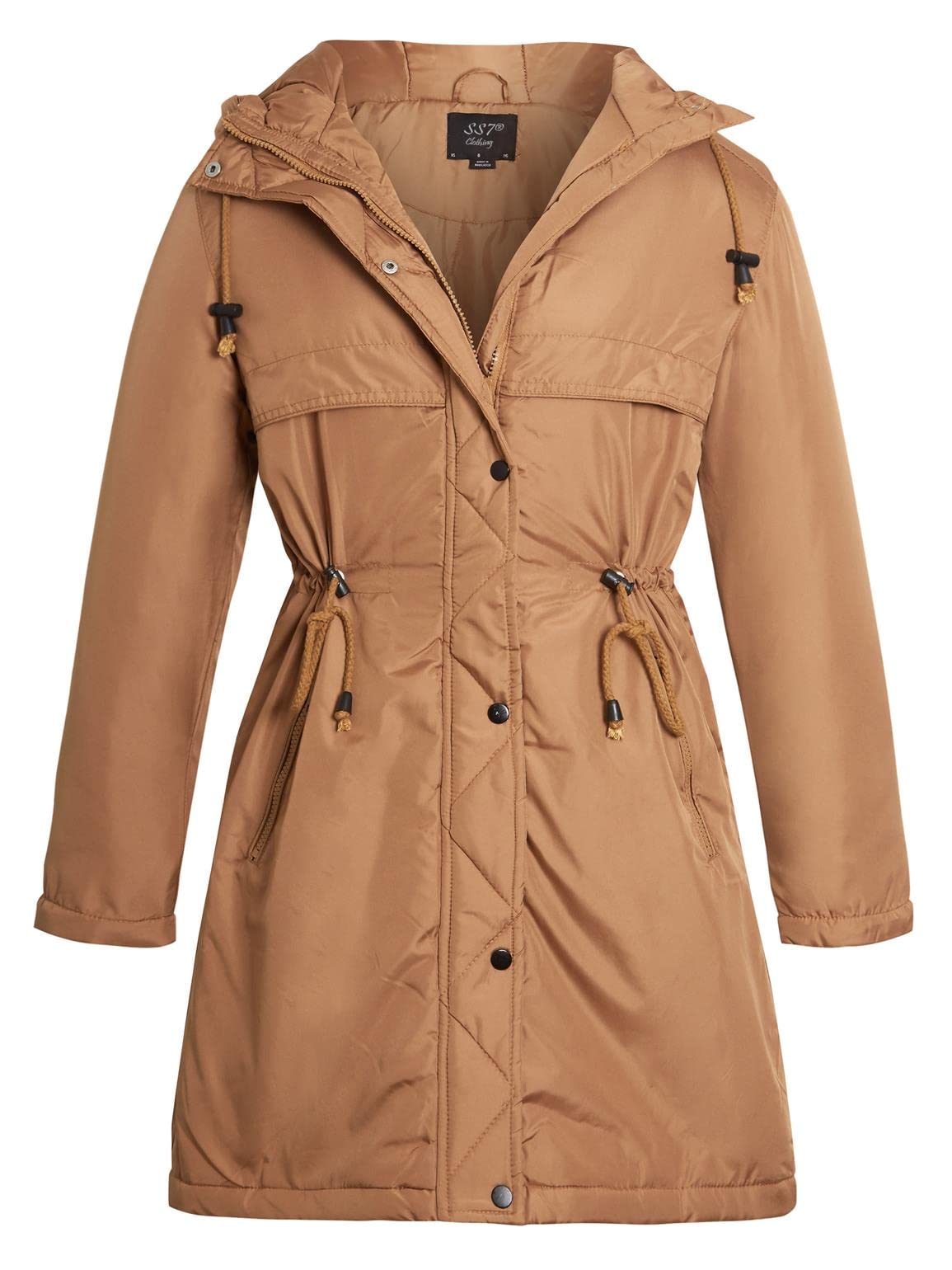 SS7 Womens Parka Padded Showerproof Coat Tan