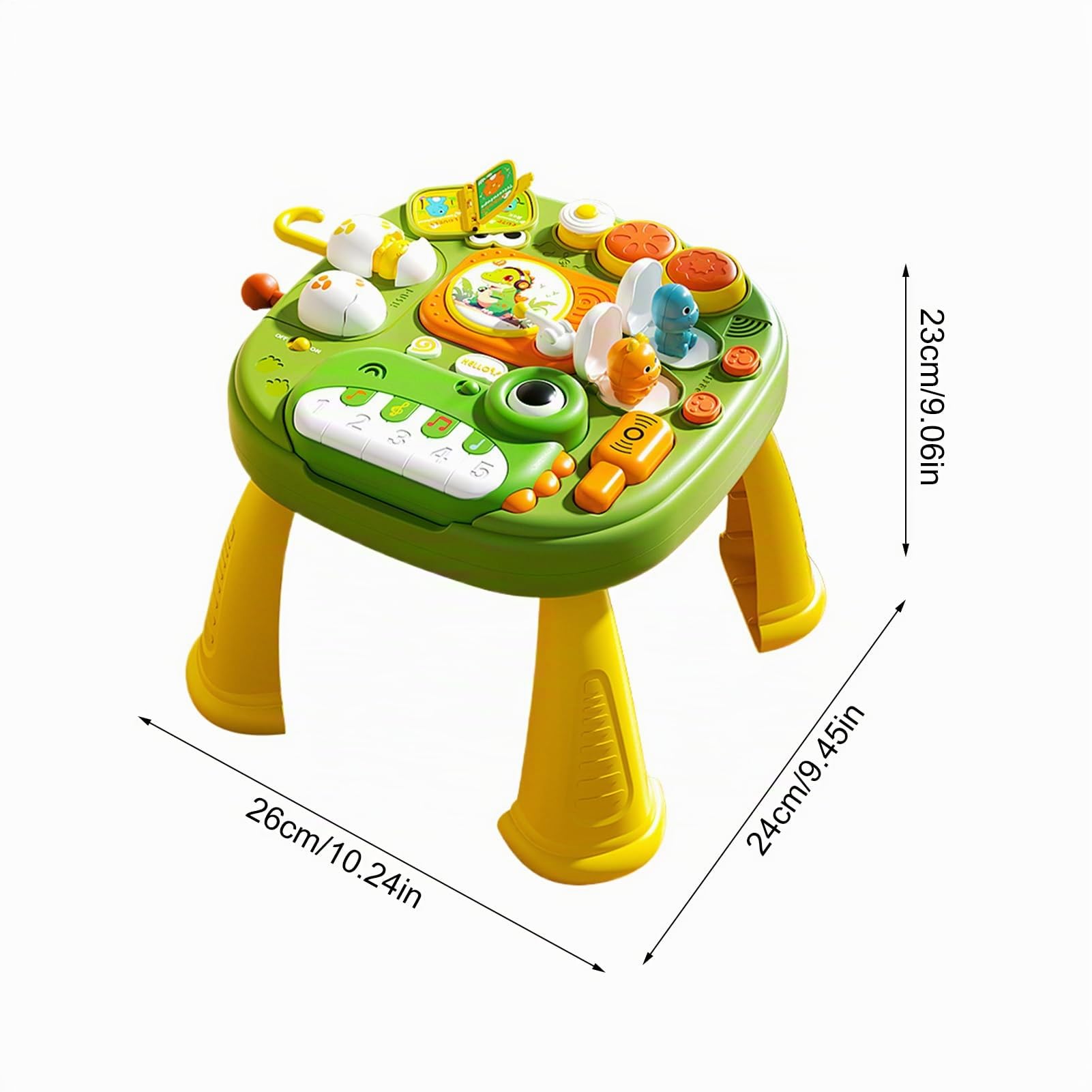Tavolo attività per bambini, dinosauro centro di apprendimento con musica e luci, giocattolo per pianoforte, materiale ABS, giocattoli educativi gioco interattivo per ragazzi, ragazze dai 3 anni in su