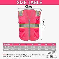 Vista 6 de HYCOPROT Chalecos de seguridad reflectantes de malla de alta visibilidad con bolsillos y cremallera, cumple con las normas ANSI/ISEA