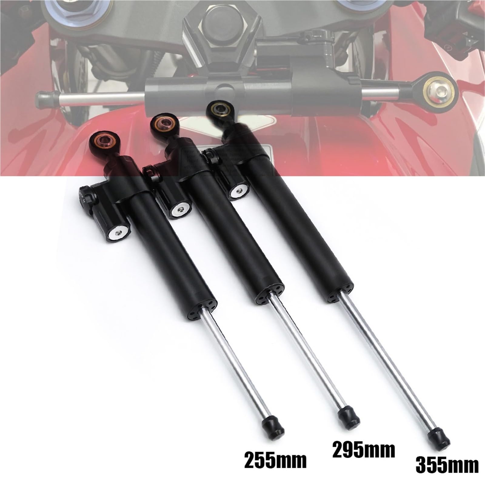 Amortisseur De Direction Universel en Aluminium CNC 255, 295mm, 355mm, 2025mm, pour Yamaha YZF R1 R3 R6 R7 R9 R125 R25 MT-07 MT09 FZ1 FZ6 XJR1300