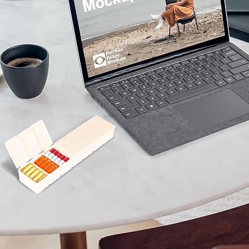 Miniatura 9 de Paquete de 2 pastilleros semanales, extra grande para 7 días, lindos pastilleros de viaje diario, pastillero para vitaminas, medicina, aceite de