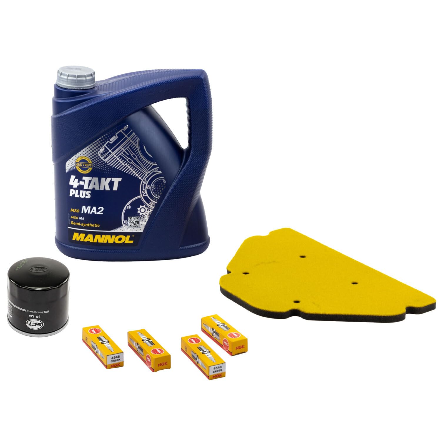 Wartungspaket Öl 4L + Luftfilter + Ölfilter + Zündkerzen für Kawasaki ZX-9R 900 Ninja Baujahr 1998-2003