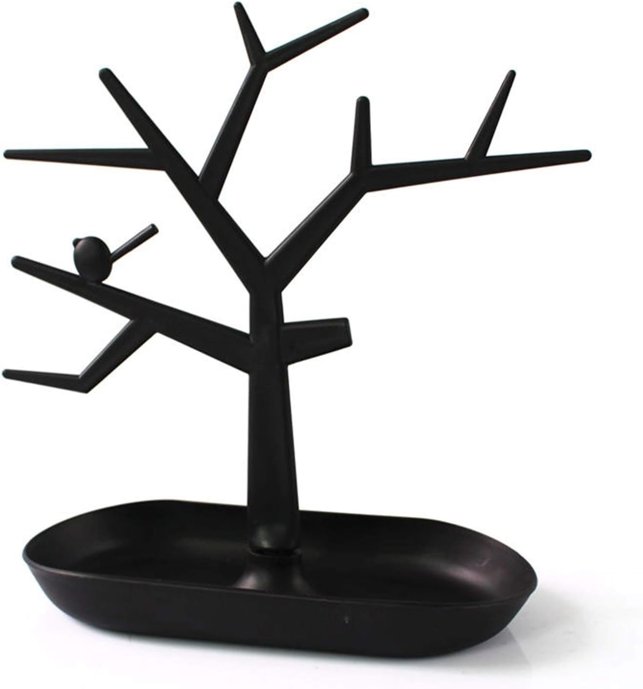 Tree Design Jewelry Display Tower Necklace Earring Bracelet Holder Organizer Stand Key Storage Rack Creative Decorative Ornaments(Black)
