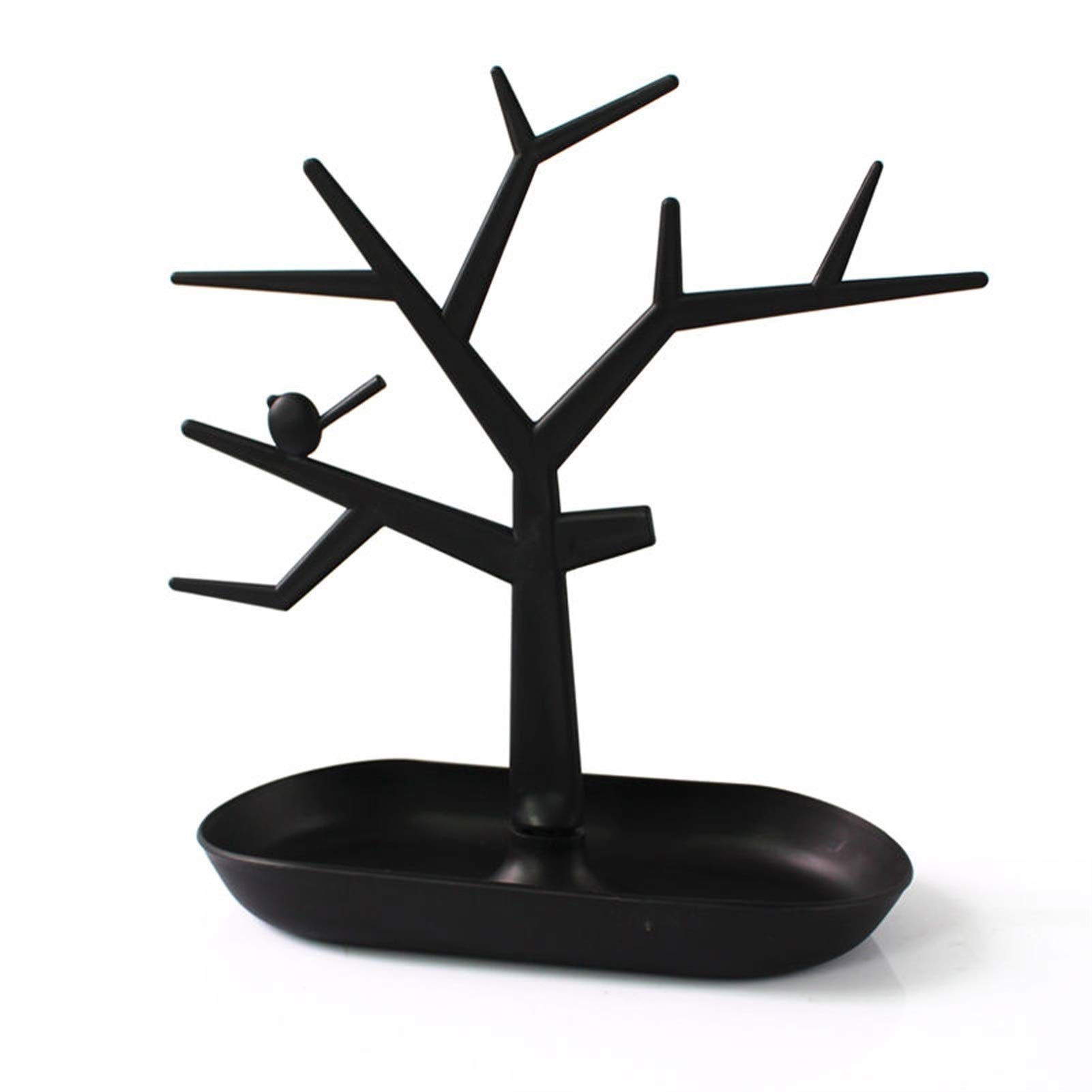 HDBCYUAZ Tree Design Jewelry Display Tower Necklace Earring Bracelet Holder Organizer Stand Key Storage Rack Creative Decorative Ornaments(Zwart)