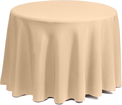 Miniatura 2 de Gee Di Moda mantel de 90 pulgadas redondas, poliéster, lavable, ideal para mesas de buffet, fiestas, ocasiones especiales y más, Beige