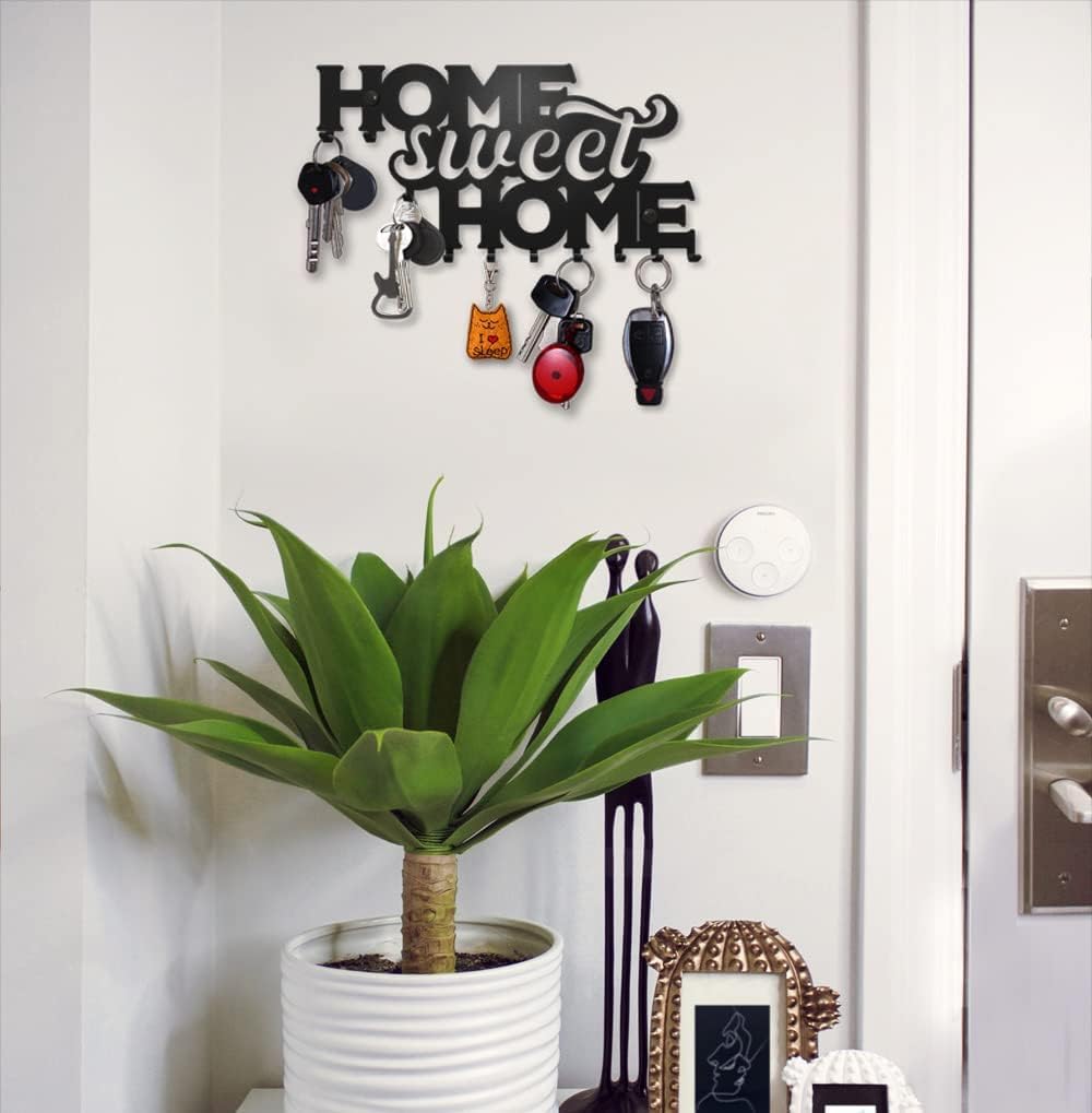 Home Sweet Home Decoration - Portachiavi da parete, con chiave da parete, per decorazione da parete in metallo, decorazione per la casa, cucina, accessori