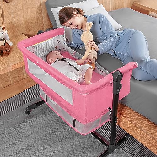 Ricuton Bedside Bassinet, Bedside Sleeper, Bedside Crib With Adjustable Height, Easy Folding Portable Crib, Portable Bed For Infant/Newborn #TOP1